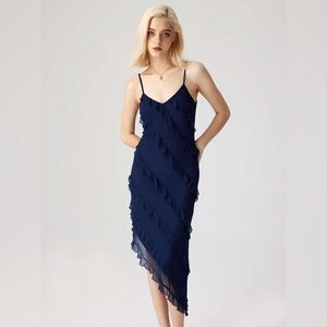 Navy blue ruffled dress